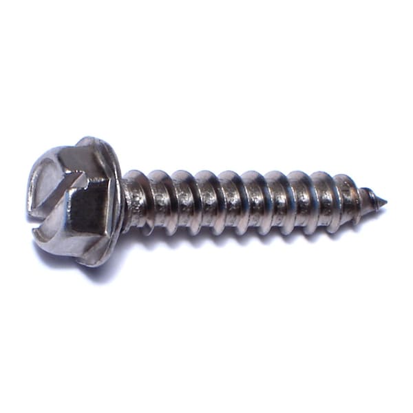 Midwest Fastener Sheet Metal Screw, #14 x 1-1/4 in, 18-8 Stainless Steel Flange Hex Head Slotted Drive, 50 PK 53622 - main